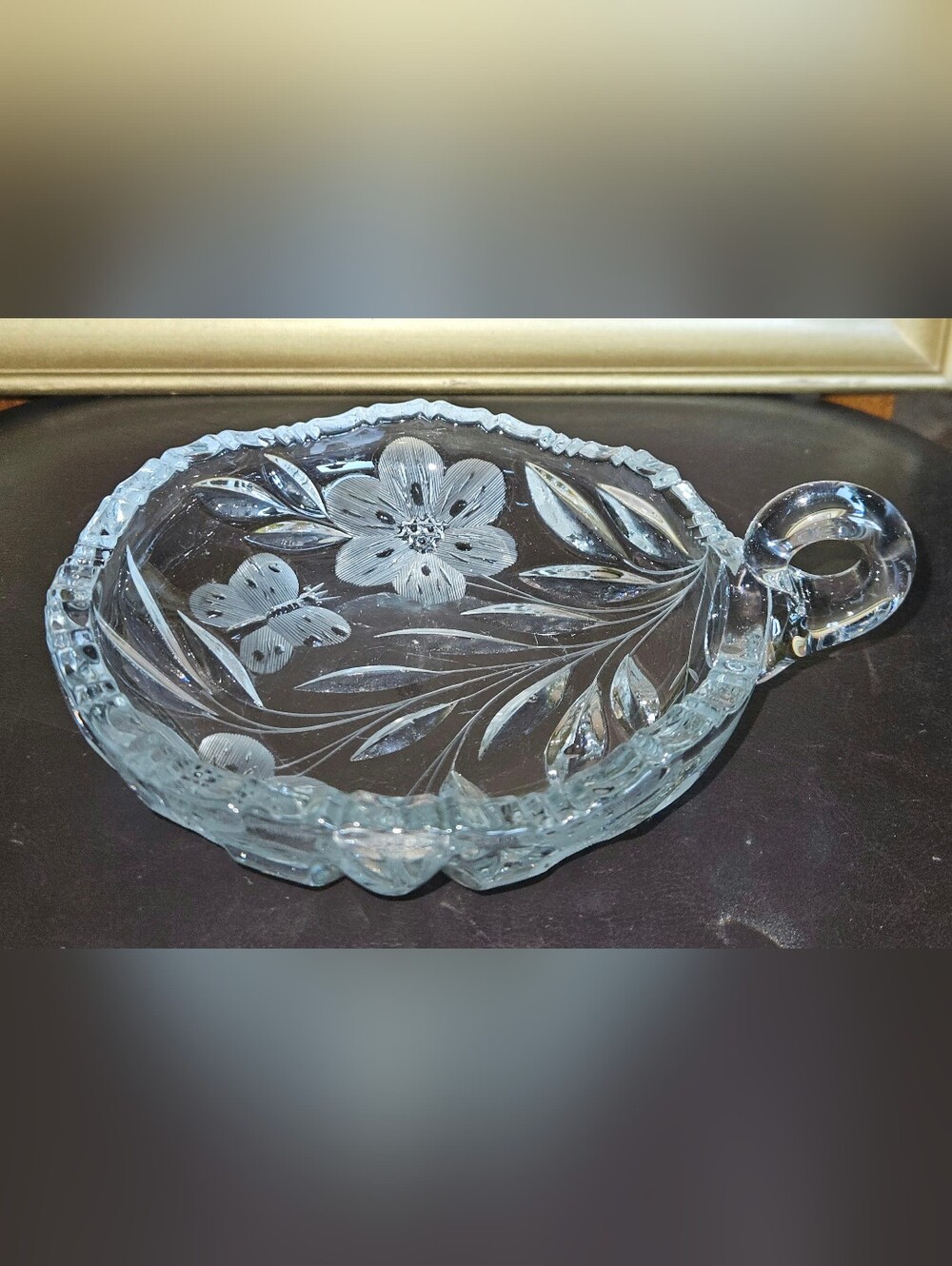 Early American Pairpoint Candy Dish - Murillo Pattern Butterflies & Flowers G2